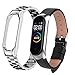 Produktbild Für Mi Band 4/5 Armband 2er Pack Metall Edelstahl & Leder Armband für Xiaomi Mi Band 6 Armband kompatibles Miband 5 Armband