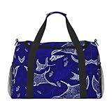 Manta Ray and Fish Print - Bolsa de viaje plegable de gran capacidad