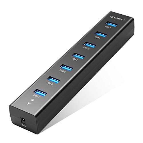 ORICO 7-Port USB Hub, SuperSpeed USB 3.0 with 3.3 Ft Power Cord