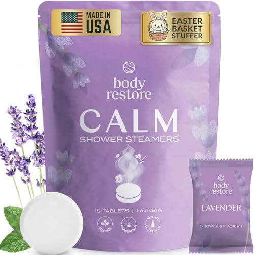 Body Restore Bath Bombs Aromatherapy 15 Pack – Birthday Gifts for Women, Men, Easter Basket Stuffers, Stress Relief, Relaxation, Self Care – Lavender Shower Steamers