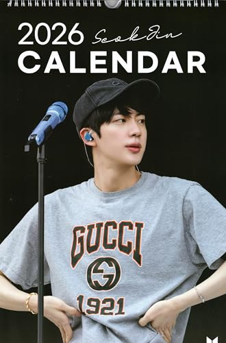 JIN ジン グッズ 大判 壁掛け カレンダー 2026年 (令和8年) + カレンダー ステッカーセット K-POPのサムネイル