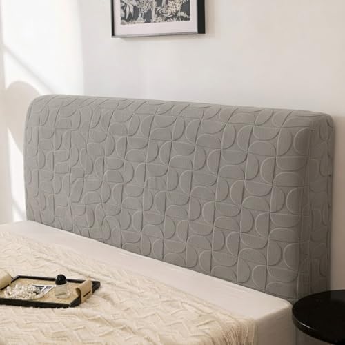Image of HOMETHREADS Stretchable Lycra /Velvet Headboard Cover | Soft, Dust-Proof & Wrinkle-Resistant Bed Back Protector | Fits Leather, Wooden & Fabric Bedsides | for 3ft to 3.5ft Beds (Grey, 90x65Cm)