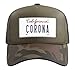 Corona Los Angeles LA California License Plate Hometown Trucker Hat with Adjustable Mesh Back, Camo Green
