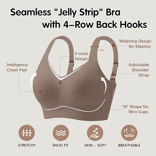 Image of Womens 2025 Seamless Wireless Supportive Bra Push Up Comfort Soft No Underwire Full Coverage T-Shirt Bras (M-4XL)