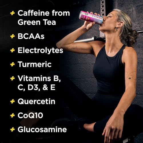 Image of FITAID ENERGY, 200mg Natural Caffeine, Keto, Raspberry Hibiscus, Optimum Performance Formula: BCAAs, Quercetin, Electrolytes, Omega-3s, 15 calories, Paleo, Vegan & GlutenFree, 12 Fl Oz (Pack of 12)