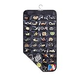 Bloss Hanging Jewelry Organizer With 80 Pockets Dual-sided Hanging Jewelry Holder For Jewelry Earring Storage Dating &Birthday Gift,Dorm Room Essentials for Girls, Hang on Closet, Wall, Door-Black