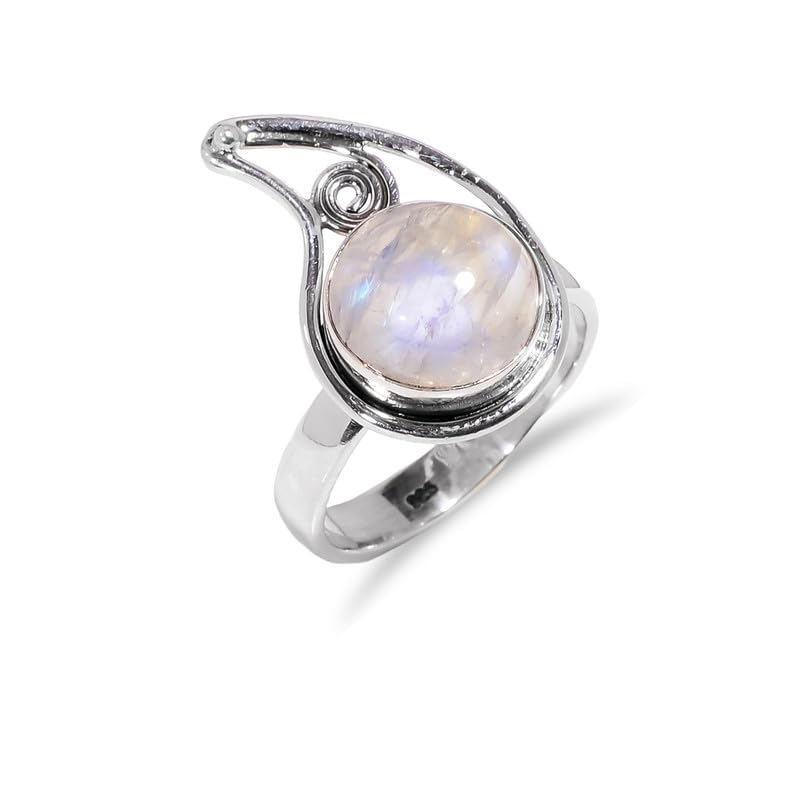 Bague pierre de lune argent fait main le cadeau de fiançailles ethnique
