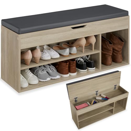 tectake® Sitzbank mit Stauraum, Schuhregal mit Sitzbank, 104 x 30 x 49 cm,...