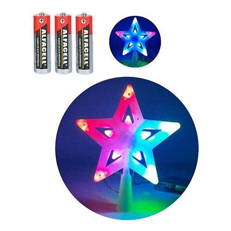 Estrela Ponteira Pisca Pisca Para Árvore Natal Colorida 10 Led Pilha