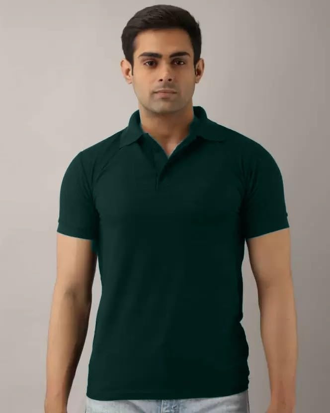 Image of INKKR Men's Polo Neck Half Sleeve Solid T-Shirts
