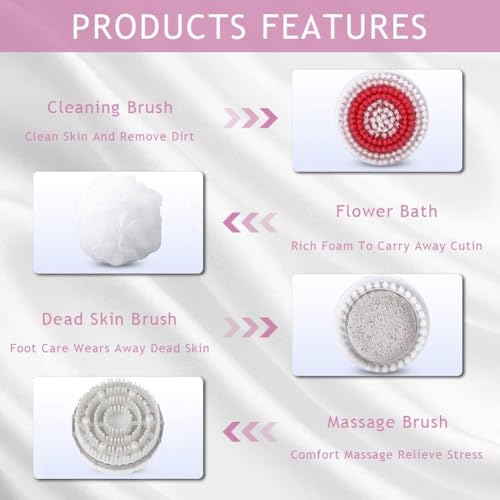 Brosse de douche électrique : 4 têtes de lavage et massage relaxant du corps
