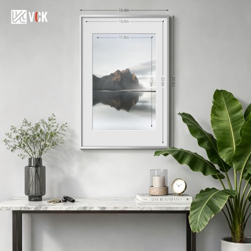 Image of VCK 16x24 Frame, Silver Metal - Matted to 12x18, for Art Print /Picture