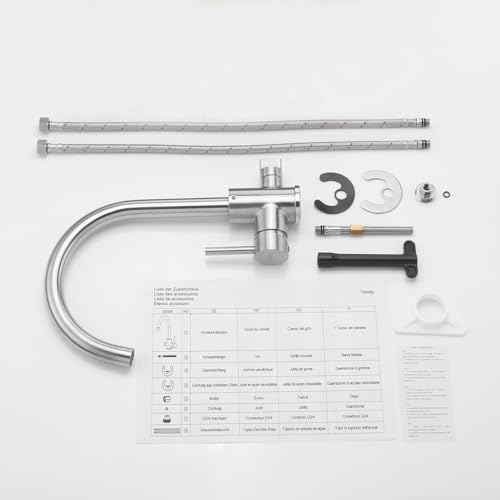 Tondiy Wasserhahn Küche für Geschirrspüler, Küchenarmatur mit 3/4 Zoll Anschlusss, Hochdruck Spültischarmatur Küchen Mischbatterie mit 360° drehbar Auslauf, Matt