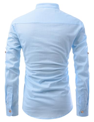 Image of Vida Loca Full Sleeve Mandarin Collor Cotton Casual Slim Fit Shirt for Men's