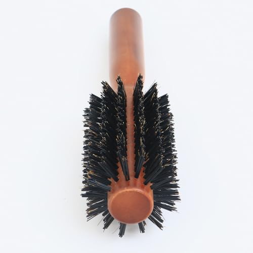 Image of Round Brush Boar Bristle Wooden Round Hair Brush for Women Blow Drying Handle Anti Static Hairbrush for Hair Styling, Drying, Curling