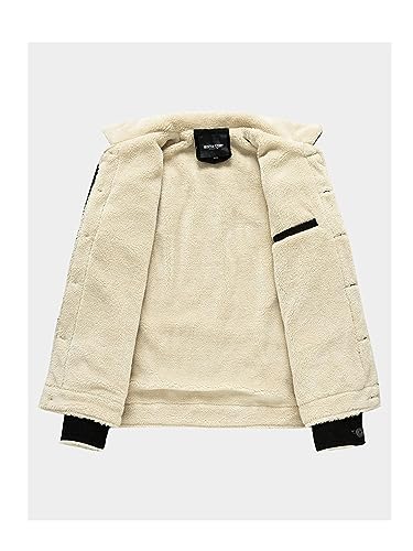 Canbebig Men's Corduroy Sherpa Trucker Jacket Western Jackets Winter Fleece Lined Fur Collar Warm Cowboy Coat with Pockets2