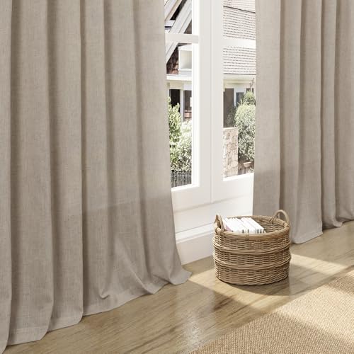 Image of Nanspring Cobblestone Linen Curtains 84 Inches Long for Living Room Light Filtering Semi Sheer Curtain Back Tab and Rod Pocket Modern Farmhouse Decor Elegant Drapes for Bedroom 52x84, 2 Panels