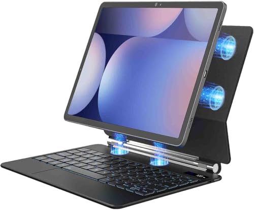 Image of Keyboard Case for 12.4inch Samsung Galaxy Tab S10+ Plus /S9+ Plus /S9 FE+ Plus /S8+ Plus /S7FE /S7+ Plus, 7 Colour Backlit, Trackpad, Floating Magnetic Design, Battery Display(Magical, S7 FE 12.4 inch)