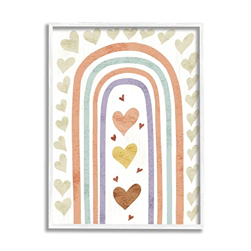 Stupell Industries Children's Rainbow Arch Heart Shapes Warm Desert Tones, Designed by Ziwei Li White Framed Wall Art, 16 x 20