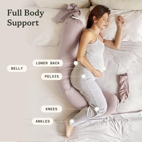 Image of bbhugme Pregnancy Pillow Cover, Dusty Pink - Replacement Cover for bbhugme Maternity Pillow - Soft, Breathable, Cooling Cotton Jersey Fabric - Machine Washable
