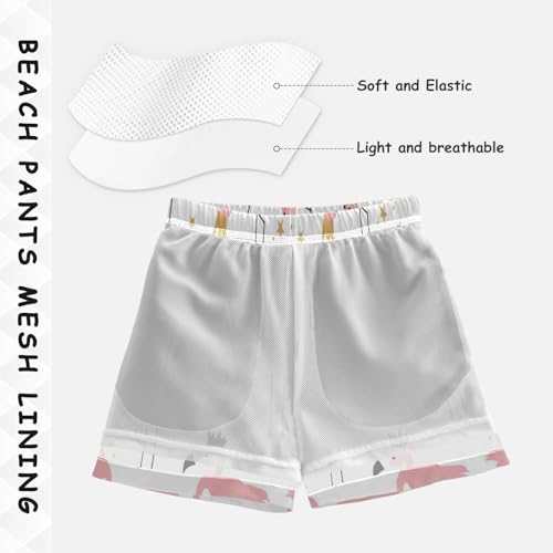 Flamingo Gold Stars Boys Swim Trunks Toddler Beach Board Shorts Quick Dry Kids Swimwear Bathing Suits XL3