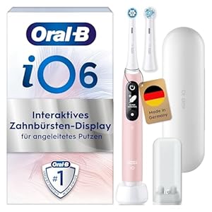 Oral-B iO Series 6 Sensitive Edition Elektrische Zahnbürste/Electric Toothbrush, 2 Aufsteckbürsten, 5 Putzmodi für Zahnpflege, Valentinstagsgeschenk für Ihn/Sie, Designed by Braun, pink sand