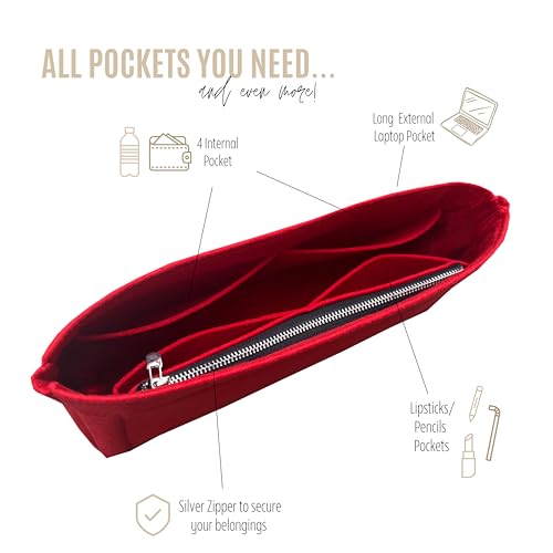 Divitize Premium Purse Organizer Fits Boheme Bag Organizer, Boheme Hobo Bag Insert, Bohème Insert Handmade 2Mm Thick Premium Felt Snug Sturdy Silver Zipper thumb #3