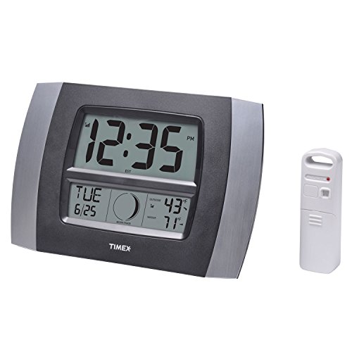 Timex 75331T Atomic Digital Clock with Temperature, Moon Phase & Calendar, 11.5