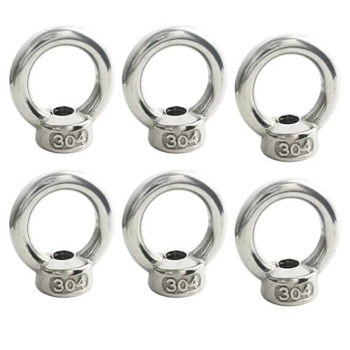 Image of M12 (1 /2 inch) EyeNut Stainless Lifting Eye Nuts Thread Ring Shoulder for Mounting Anchor Point,6 Packs