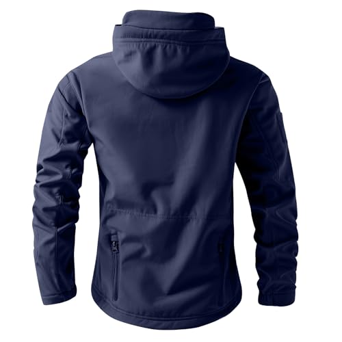 Image of Men's Camouflage Jacket Full-Zip Waterproof Fleece Lined Winter Coats Hooded Military Windbreaker Jackets with Pocket