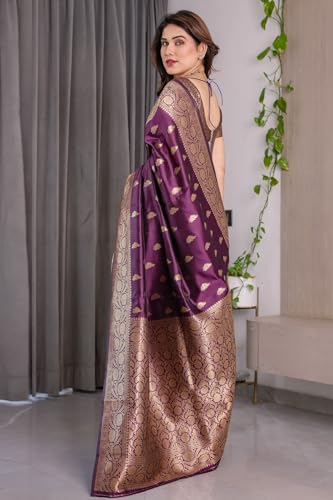 Image of SGF11 Women's Kanjivaram Soft Silk Saree With Unstitched Blouse Piece