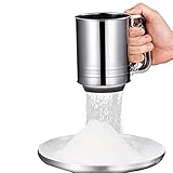 Bibykivn Mehlsieb mit Griff - Küchenhelfer aus Edelstahl - Einhand-Bedienung Zuckersieb, 350g Füllvolumen, einfache Handhabung für Mehl und Zucker (Silber)