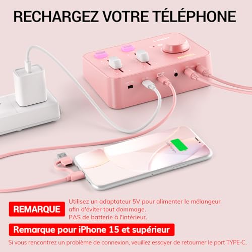 TONOR Ensemble D'équipements Micro ASMR, Microphone à Double Condensateur avec Interface Audio, Audio 3D Immersif, Son Clair, Contrôle du Volume, Kit pour ASMR, Podcast, Enregistrement, Rose – vue 7