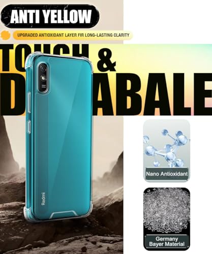 Image of WOW IMAGINE Ultra-Hybrid Crystal Clear Back Case for Redmi 9A | 9i | 9A Sport | Shockproof Design | Camera Protection Bump | Hard Clear Mobile Back Cover with Cushioned Edges - Transparent