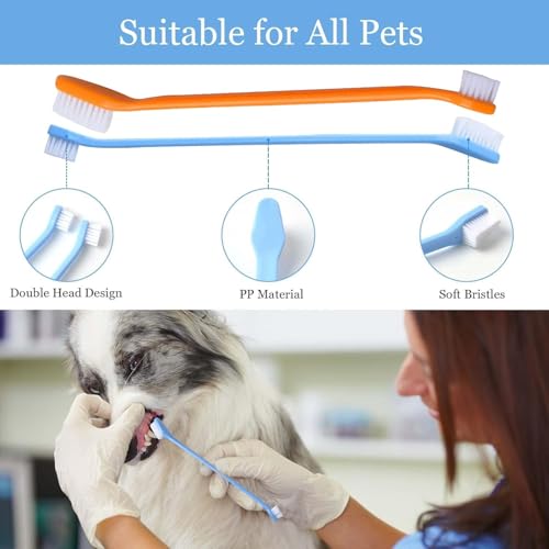 Image of 5PCS Dog Toothbrush Kit Cat Toothbrush Finger Toothbrushes Triple Head Dog Toothbrushes for Dogs, Cleaning Pet Brushes for Puppy Dogs Cat Dental Care