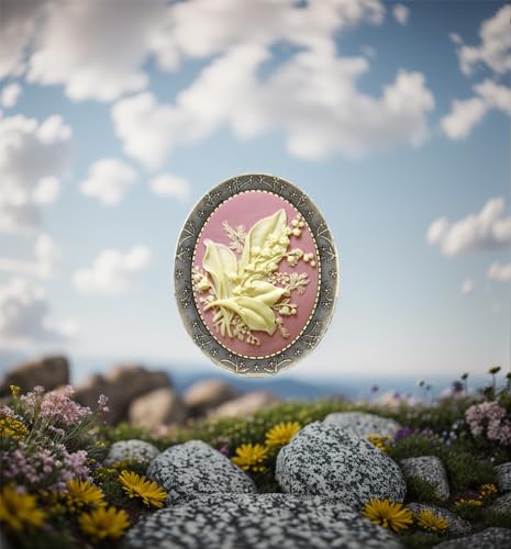 Image of Floral Pin Brooch Antique Brass Flower Decor Fashion Cameo Jewelry Pouch for Gift
