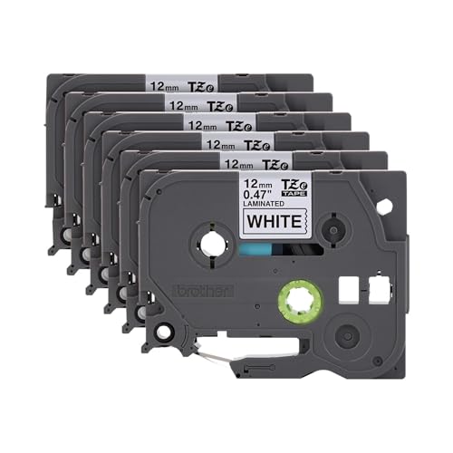 Image of Brother Genuine P-Touch, TZe-231 6 Pack Tape inch (0.47 inch) x 26.2 ft. (8m) 6-Pack Laminated P-Touch Tape, Black on White, Perfect for Indoor or Outdoor Use, Water Resistant, TZE2316PKB (TZE231)