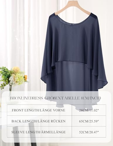 Bbonlinedress Chiffon Capes Damen Sommer Weiche Capelets leichte Tücher Wraps für Abendkleider Schal Stola elegant Umhang Navy