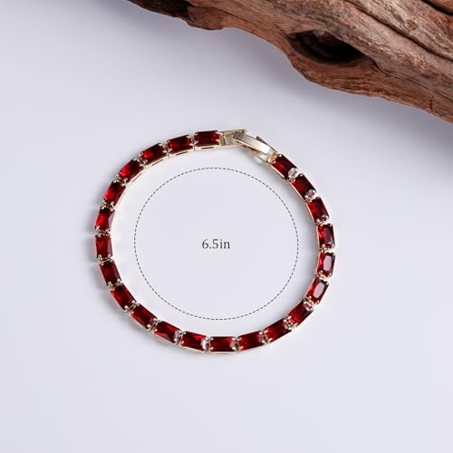 Elegant Red Tennis Bracelet for Women - Garnet Red Jewelry Piece, Ruby Cubic Zirconia Birthstone Bracelet for Timeless Style3