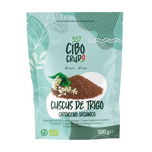 Cous Cous Trigo Sarraceno Ecológico - 500g. Grano Naturalmente Sin Gluten y Bio. Fuente de Fibras Magnesio y Fósforo. Contiene vitamina B. Bueno como Guarnición para Ensaladas Frías o Sopas.
