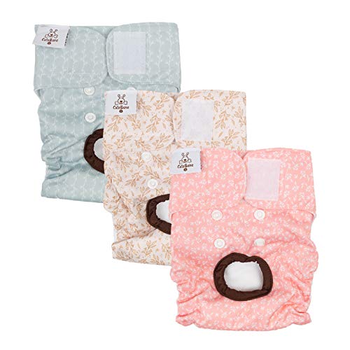 Image of CuteBone Dog Diapers Female Washable Small Medium Large 3 Pack Reusable Doggie Diapers Puppy Period Pants for Doggy Heat Cycle Peeing