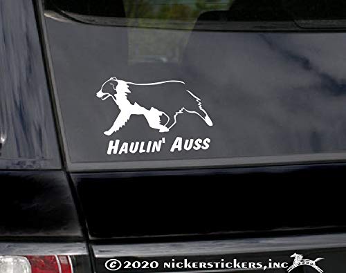 Haulin' Auss | NickerStickers® Australian Shepherd Aussie Vinyl Window Auto Decal Sticker