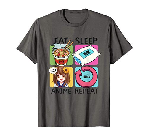 Kawaii Cute Eat Sleep Anime Repeat Otaku Japanese Ramen Gift Maglietta