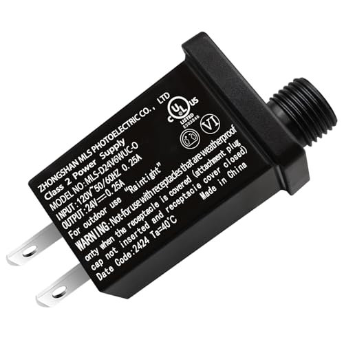 Image of 24V 6W Class 2 Power Supply LED Transformer Replacement IP44 Low Voltage Adapter for Christmas Tree String Light, Fairy Light, Net Light