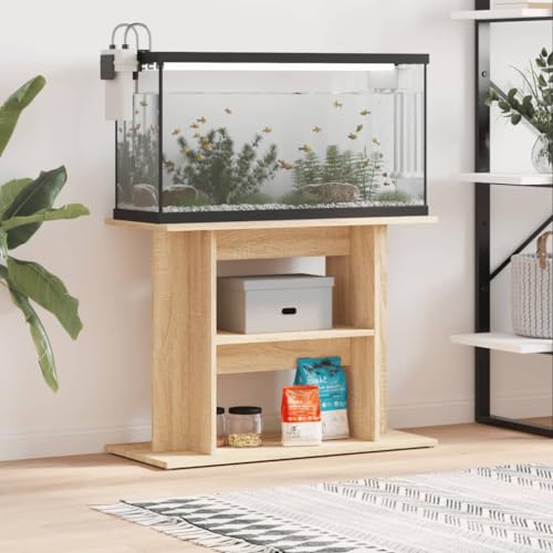 RAUGAJ Fish Supplies Aquarium Stand Sonoma Oak 80x35x60 cm Engineered Wood Animals & Pet Supplies