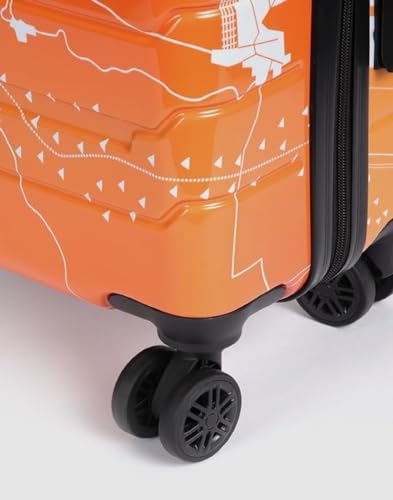Image of TEAKWOOD LEATHERS Twin Printed 360 Degree Rotation Hard Cabin Trolley Bag (Orange, Small)