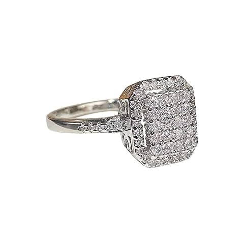 AQ899 Square Diamond Ring For Women Exquisite Full Diamond Square Zirconia Ring Wedding Engagement Jewelry Gift Silver Stackable Rings for Women Cover
