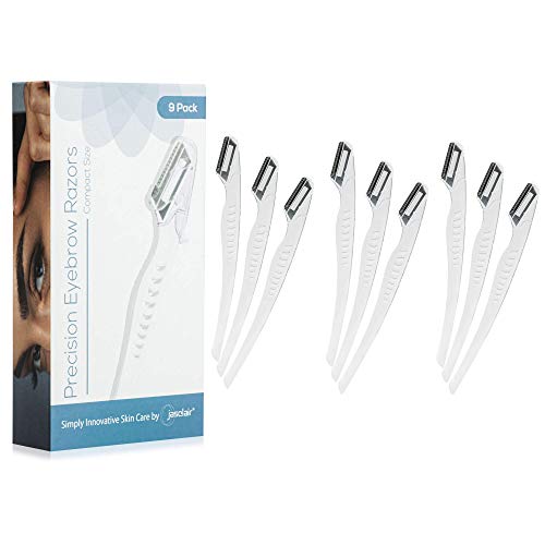 Touch-Up Eyebrow Razor - (9 Count) Precision Dermaplaning Tool for Brow, Face and Peach Fuzz Hair Removal Razors for Women and Men â€“ Facial Blades Exfoliate and Smooth for Applying Makeup Effectively
