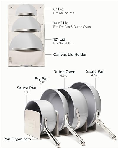 Caraway Non-stick Ceramic Cookware Set (12 Piece) Pots, Pans, Lids and Kitchen Storage - PFAS & PFOA Free - Oven Safe Pan Set & Compatible with All Stovetops - Gray - Image 3