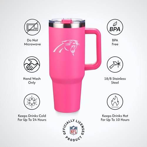 Image of The Memory Company Officially Licensed NFL - Carolina Panthers 40oz Pink Game Day Tumbler with Team Logo